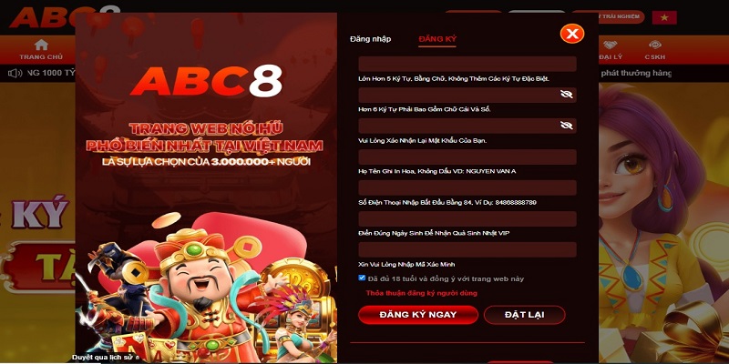 Hướng dẫn thao tác đăng ký ABC888 đơn giản cho người mới